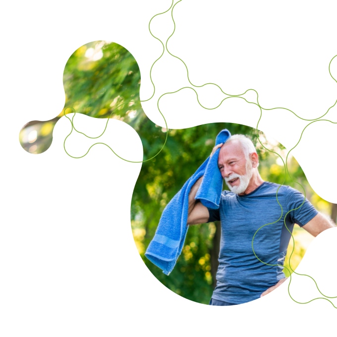 A trendy design of a man holding textile.