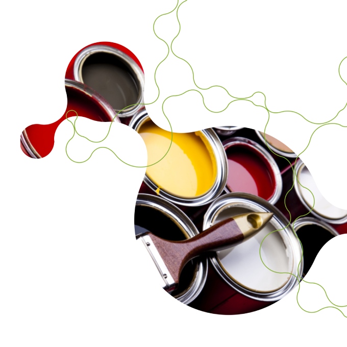 Un diseño moderno de cubos de pintura
