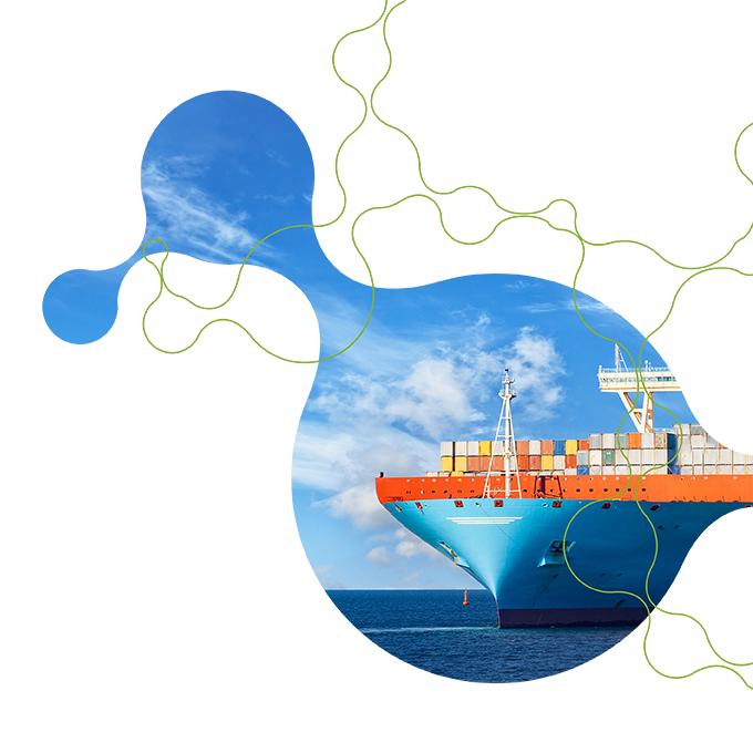 A trendy design representing a large cargo ship