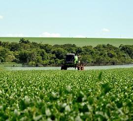A field with a tractor
