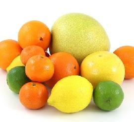 A combination of citrus fruit on a white background