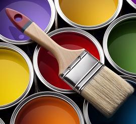 Paint pots with a brush