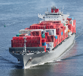 A cargo vessel at sea
